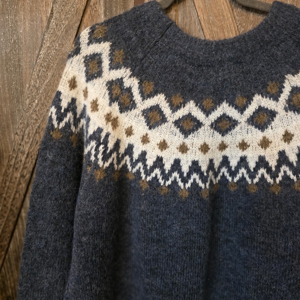 CJ Banks Sweater Women's Size 2X Blue Brown White Fair Isle Oversized Soft - Picture 7 of 7